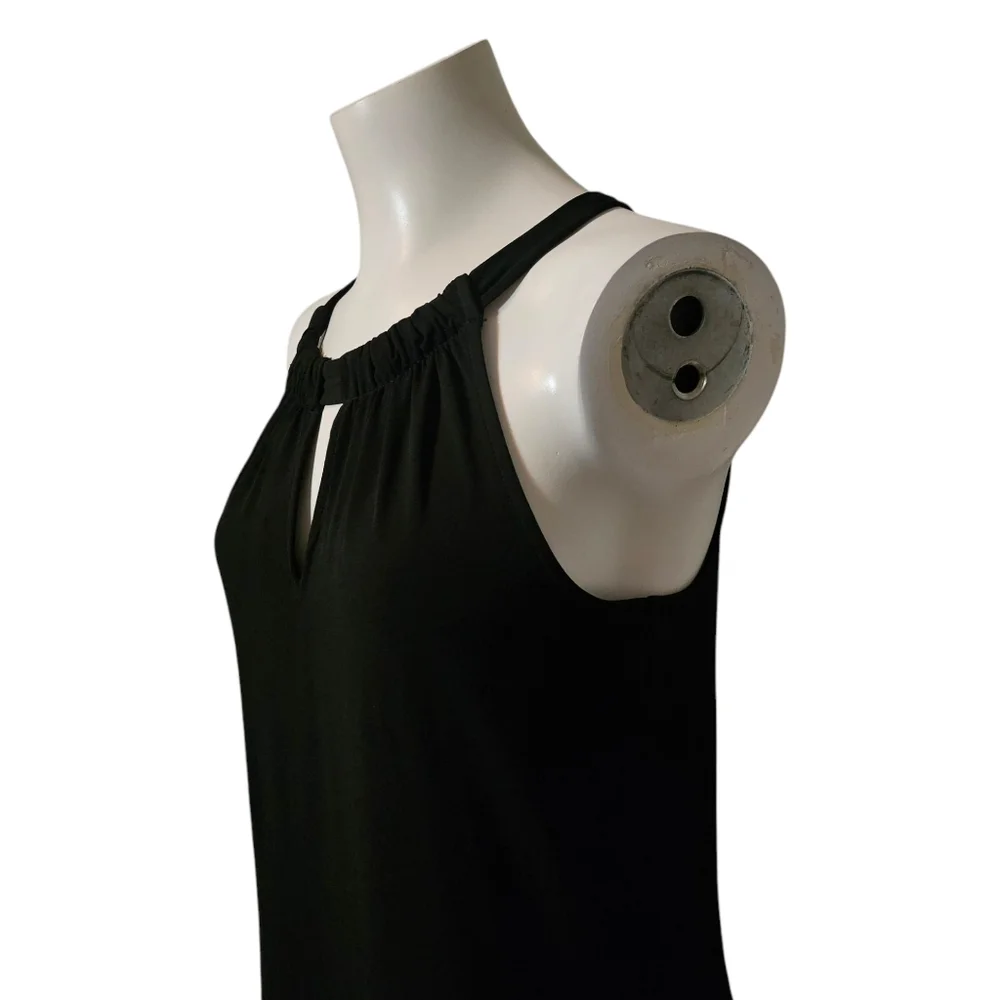 WHBM Dress Black Keyhole Front & Back Sleeveless Stretch Anti-Wrinkle sz M